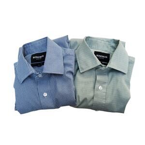 Bonobos Wrinkle Free Tailored Fit Button Down Shirt Lot of 2 Blue Green Sz XS